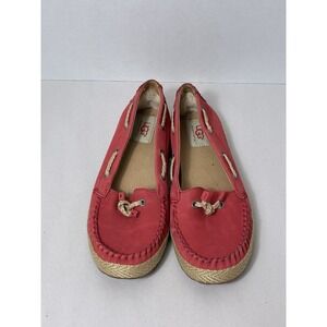 ugg australia slip On Loafers Boat Shoes Women's Sz 7.5 Red Preppy‎ Casual